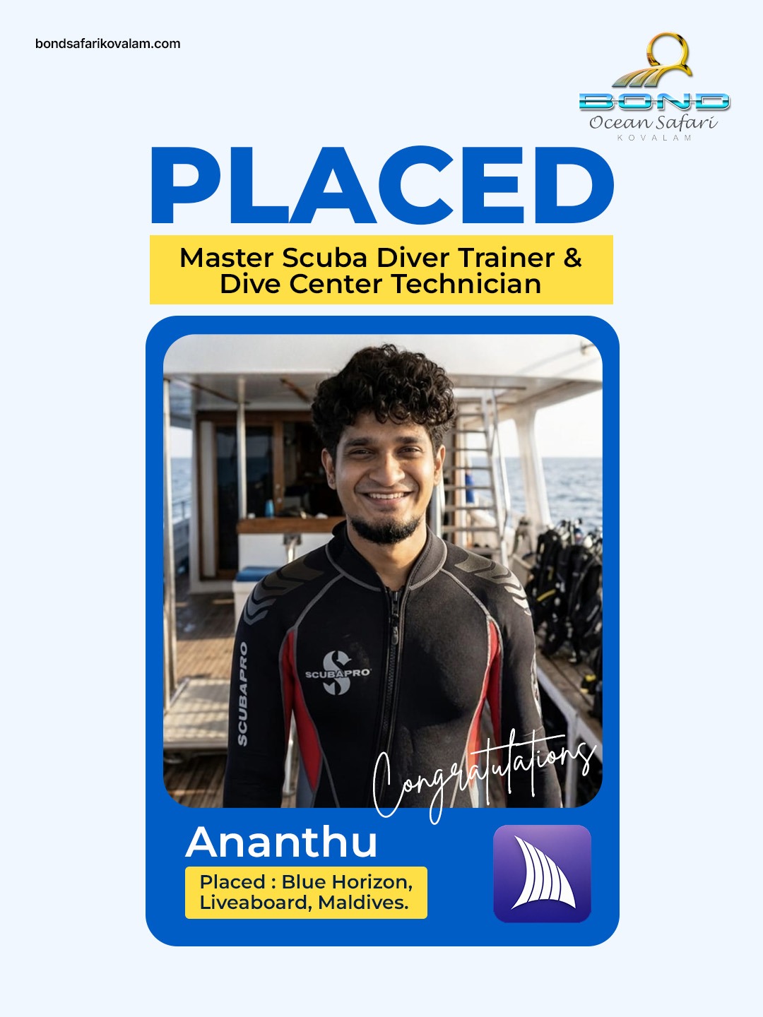 Ananthu, Master Scuba Diver Trainer & Dive Center Technician